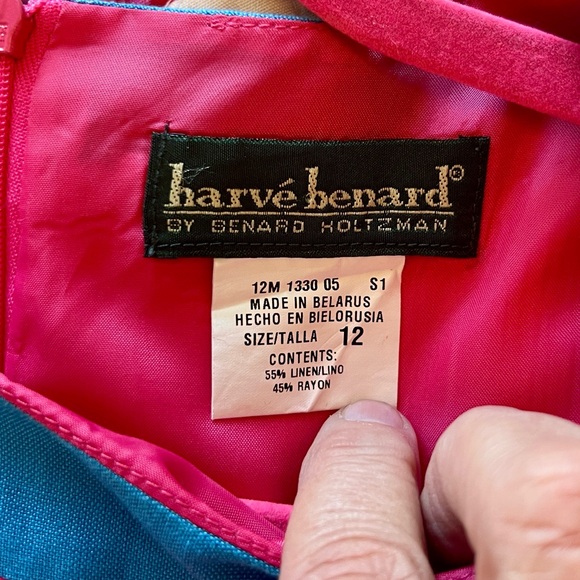 Harve Benard Hot Pink Sheath Dress with Turquoise Trim - Picture 5 of 5